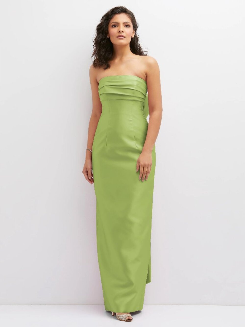 DESSY GROUP - Strapless Draped Bodice Column Dress with Oversized Bow